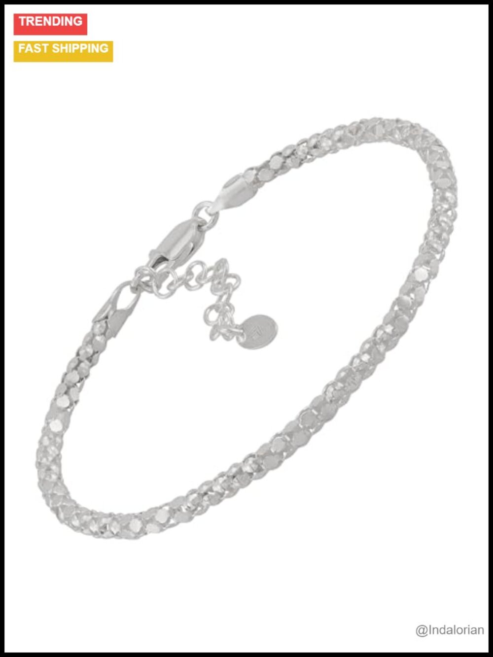 Sterling Silver 3mm Popcorn Chain Bracelet with Extender
